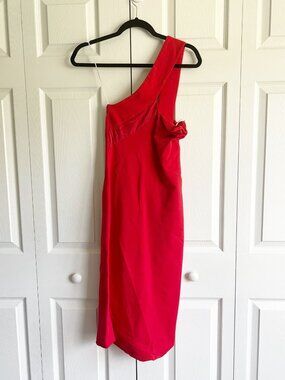 Cushnie Watermelon One Shoulder Sleeveless Pencil Dress Women's Size 2